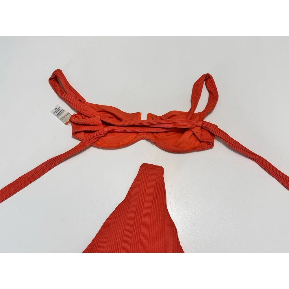 L*Space Nikita Underwire Top Small Bitsy Cut French High Bottom XS Bikini Orange